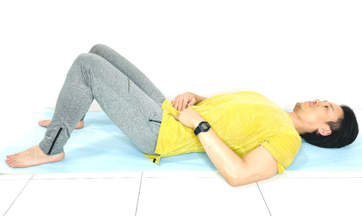 腸腰筋の筋力アップのリカバリートレーニング3：下腹部までチェック